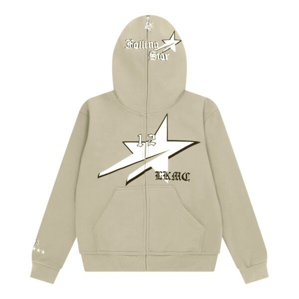 lukamachain Starboy Beige Full Zip Hoodie