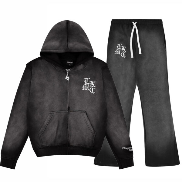 lukamachain distressed Zip Tracksuit Dark Grey (Male Version)