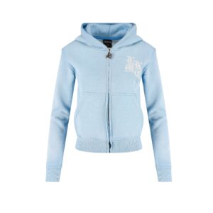 lukamachain Distressed Zip Hoodie Baby Blue