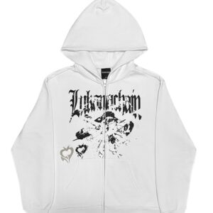 lukamachain Chrome Zip Up Hoodie White