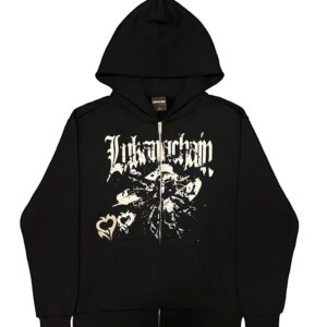 lukamachain Chrome Zip Up Hoodie Black