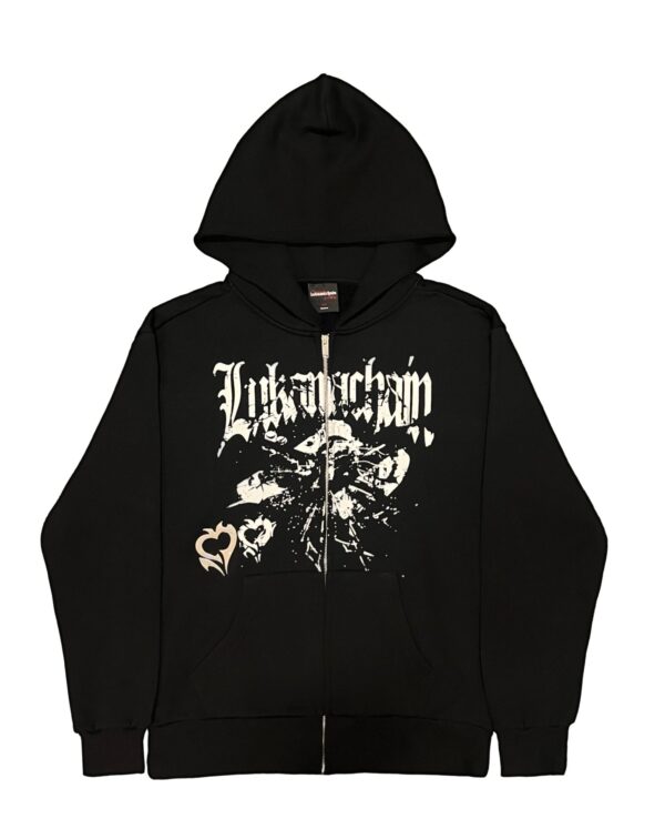 lukamachain Chrome Zip Up Hoodie Black